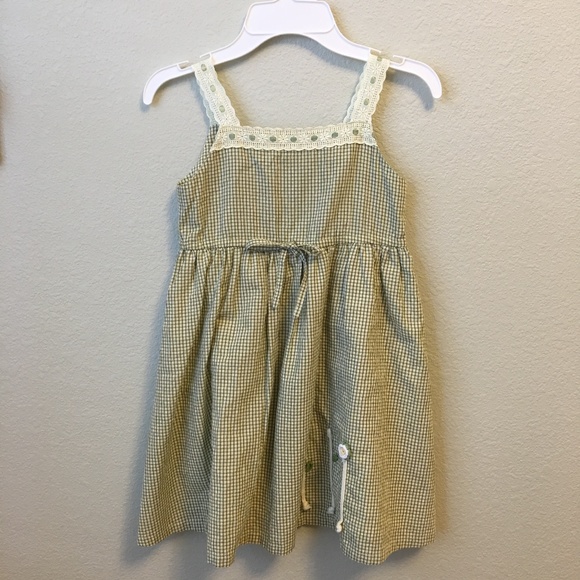 Chaber Green Plaid Flower Dress - Picture 1 of 7